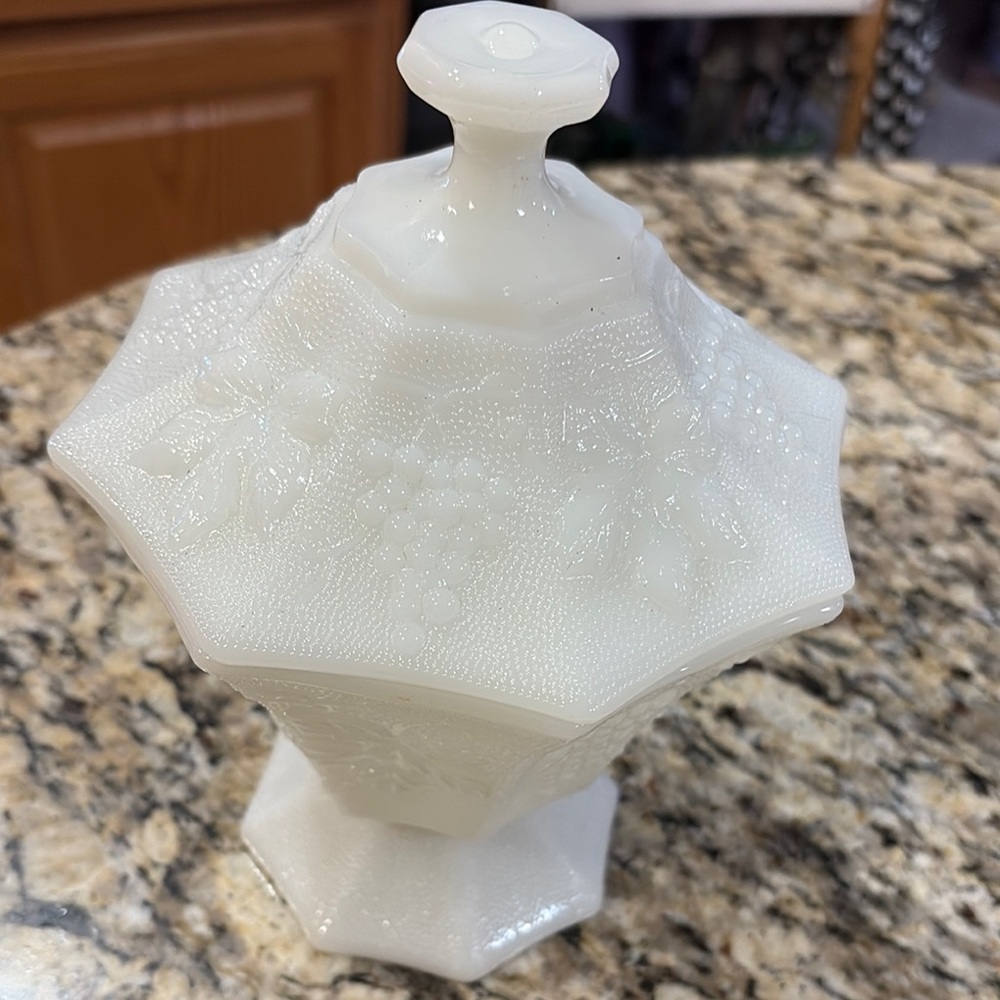 Elegant White Glass Candy Dish